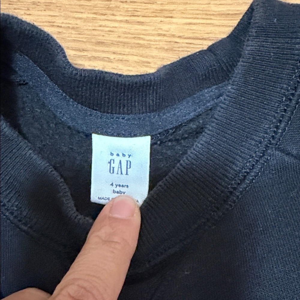 GAP Black Crewneck Sweatshirt with Gold Bear Patch - Picture 2 of 3